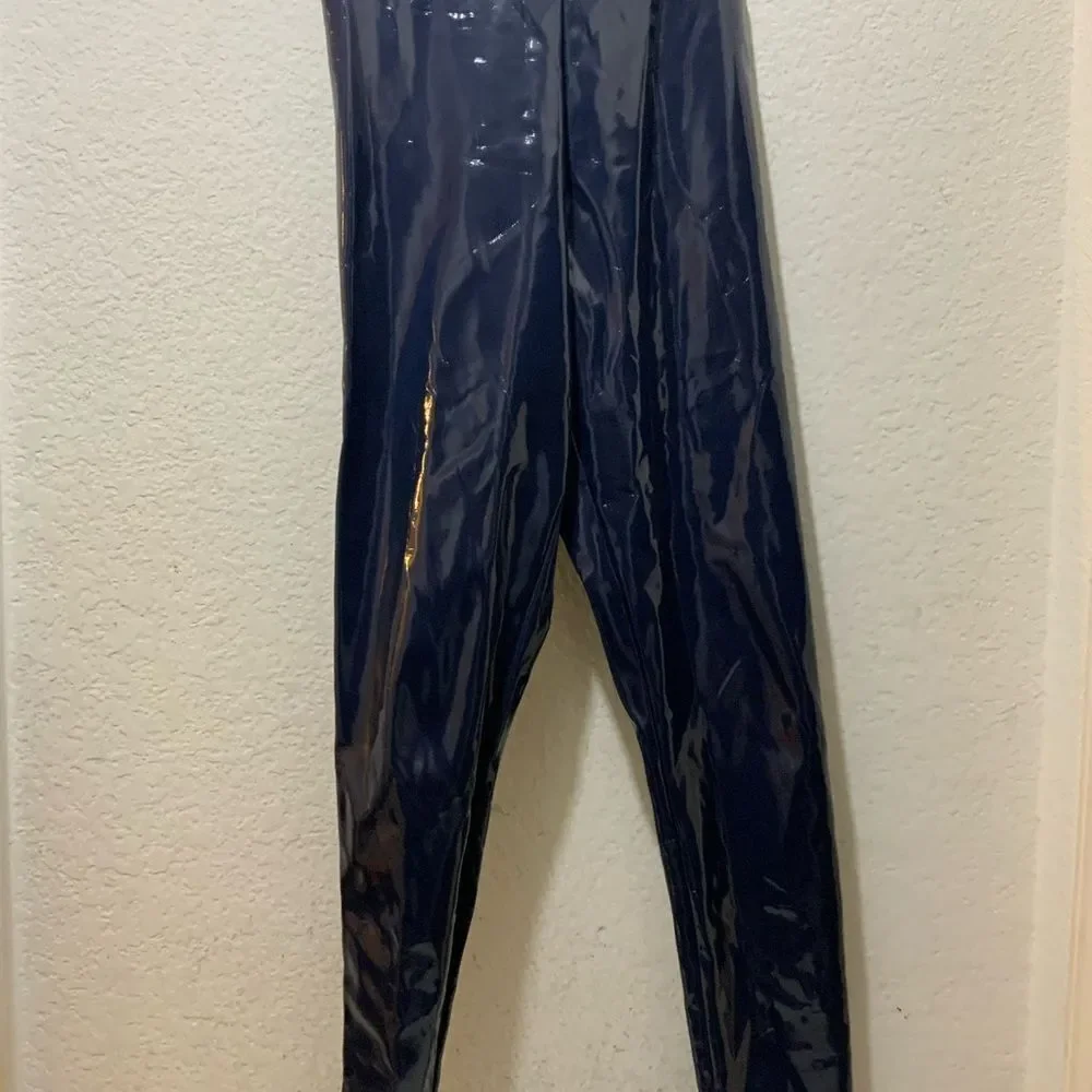 Commando Classic Faux Patent Leather Leggings High Rise Blue Pants Women’s Sz S
